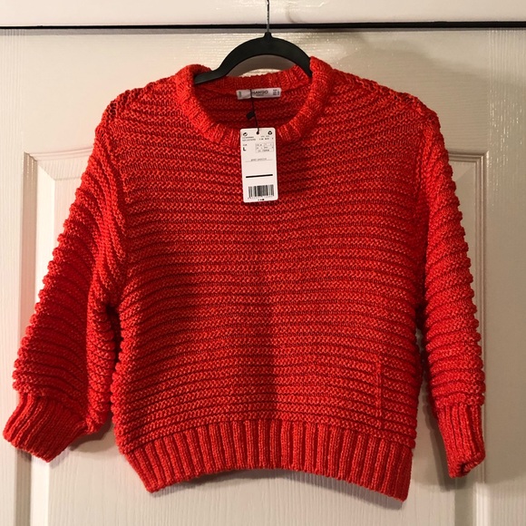 Mango Sweaters - NWT Mango Bright Orange Low Gauge Knit Sweater